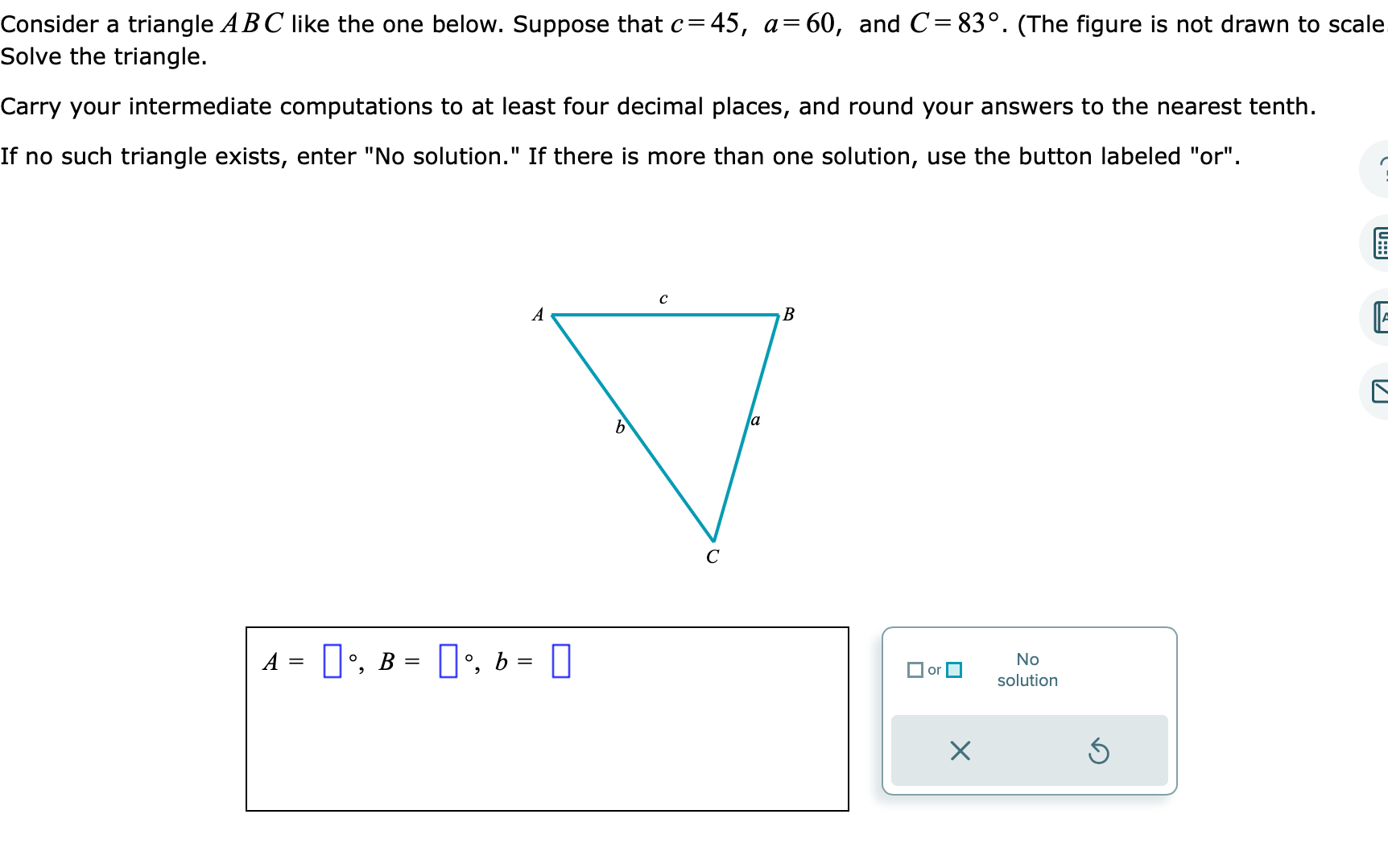 Consider a triangle A B C like the one below. Suppose