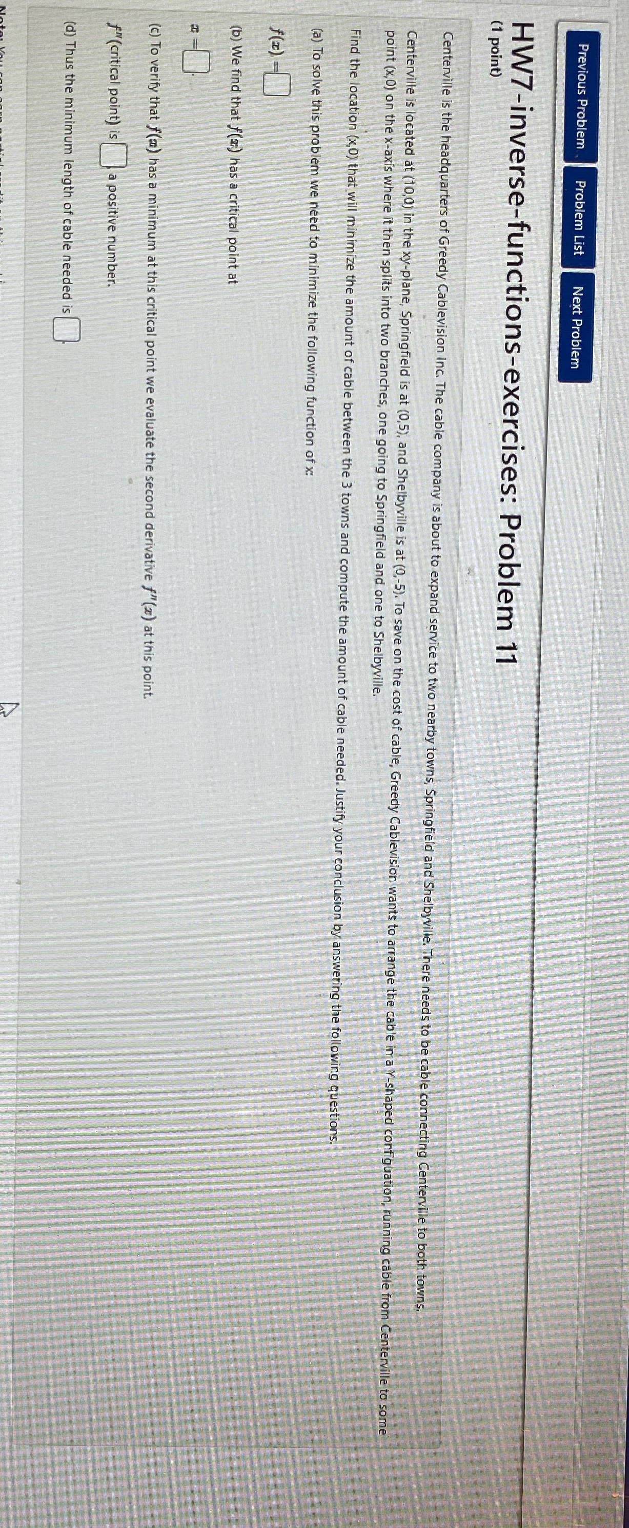Previous Problem Problem List Next Problem HW7-inverse-functions-exercises: Problem 11 (1 point)