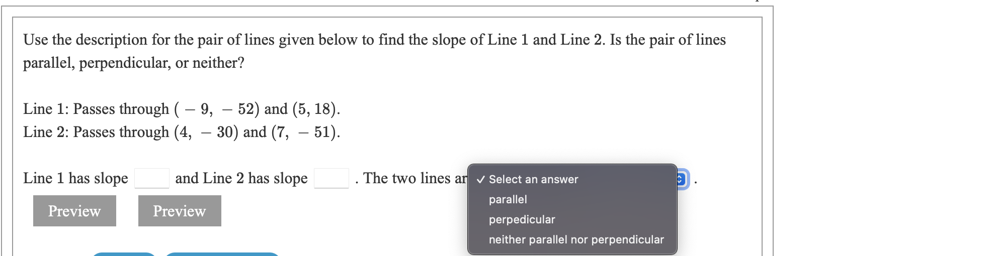 line that passes through the following points: (a, b) and (a, b