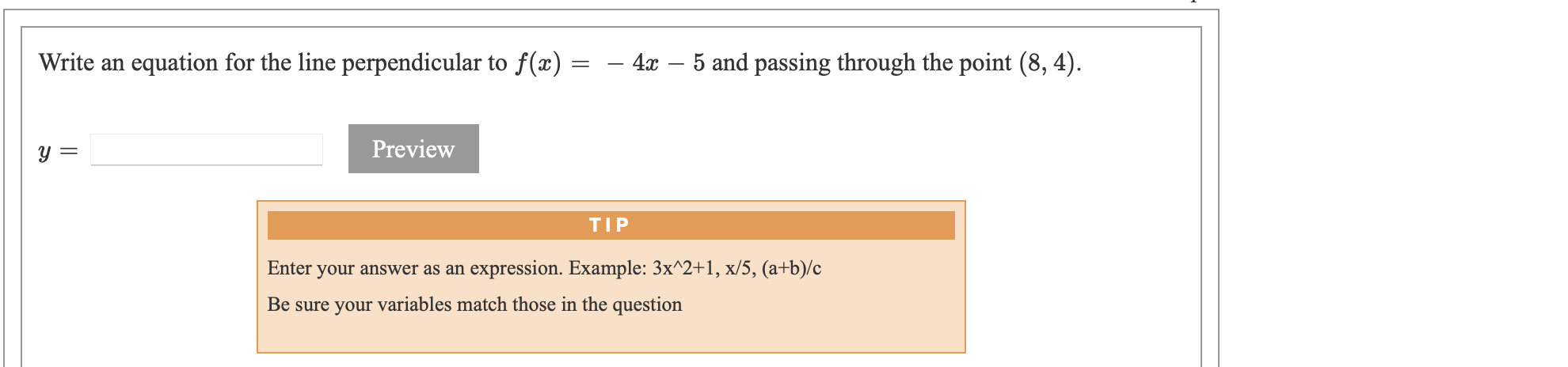 Be sure your variables match those in the question Use the description
