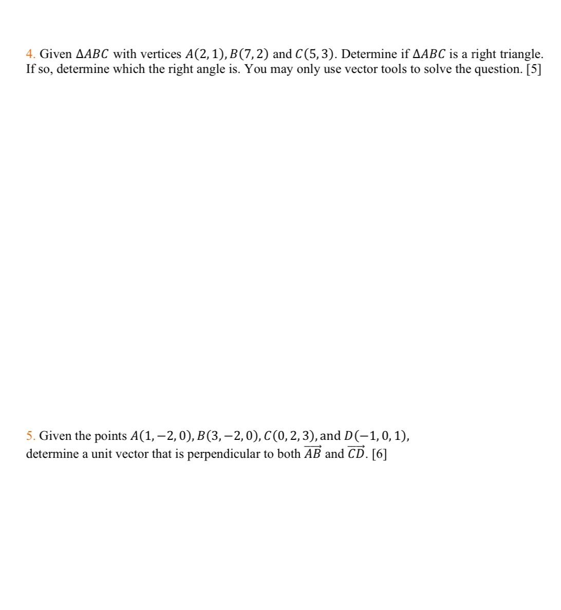 (5, 3). Determine if AABC is a right triangle. If so, determine