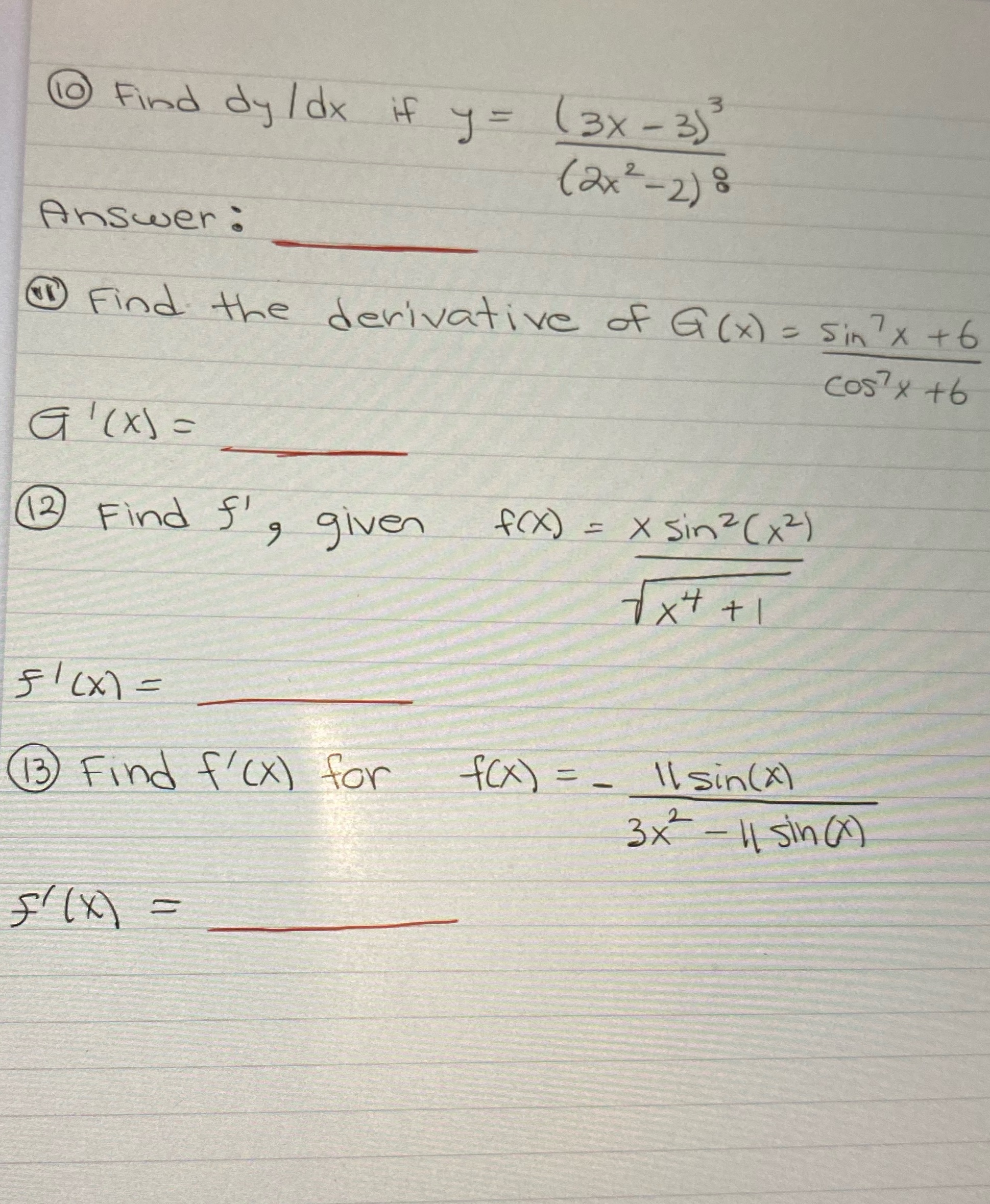  10 Find dy / dx if y = ( 3x -