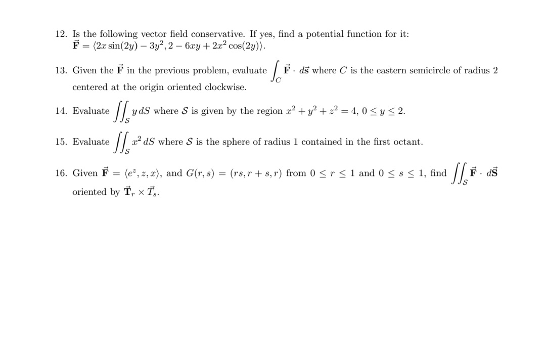 If yes, nd a potential function for it: F = (2:1: sin(2y)
