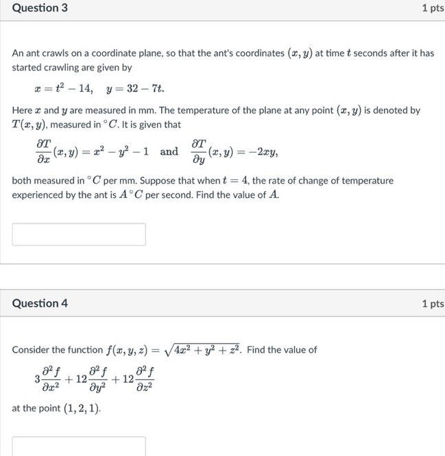 so that the ant's coordinates (@, y) at time t seconds after