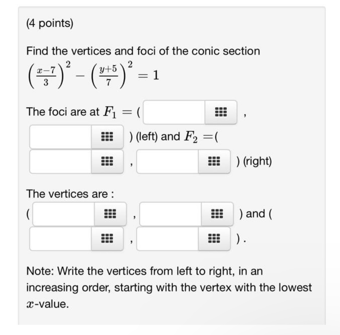  Can you solve this problem? (4 points) Find the vertices and