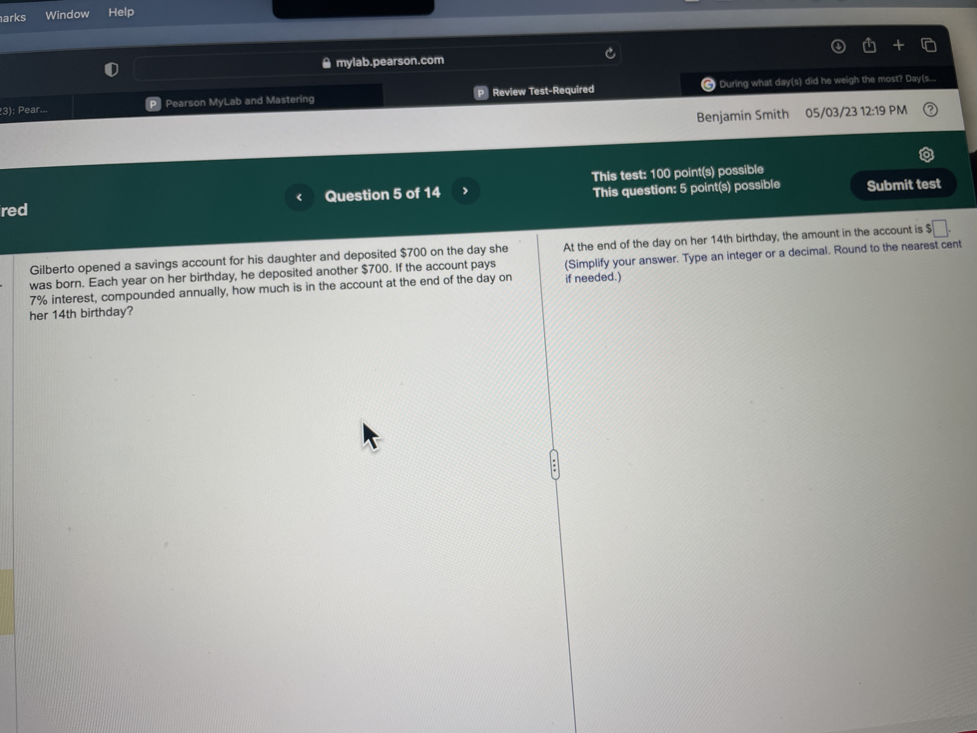  arks Window Help mylab.pearson.com + 3): Pear... P Pearson MyLab and