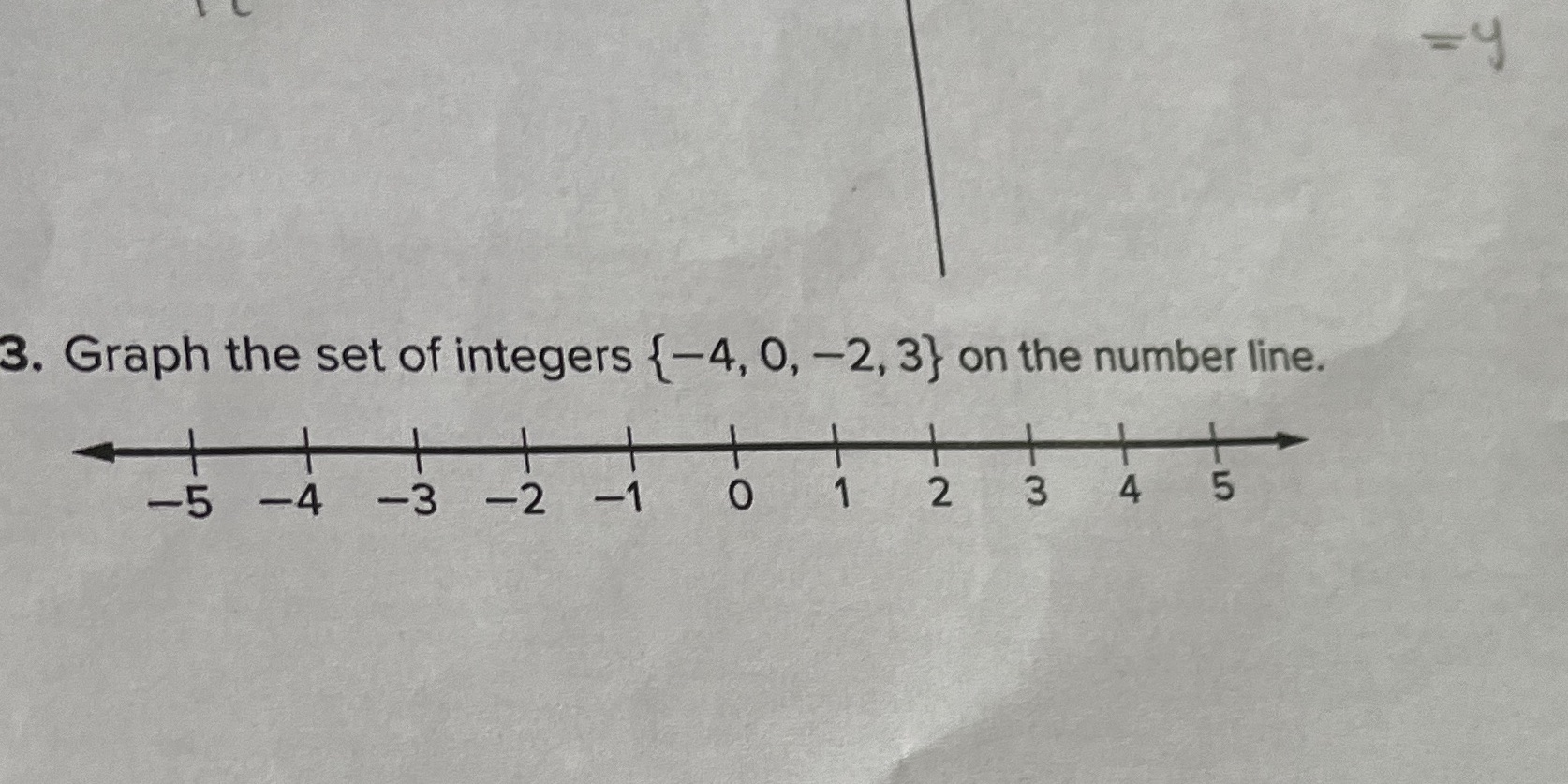 . Graph the set of integers {4, O, 2, 3) on the