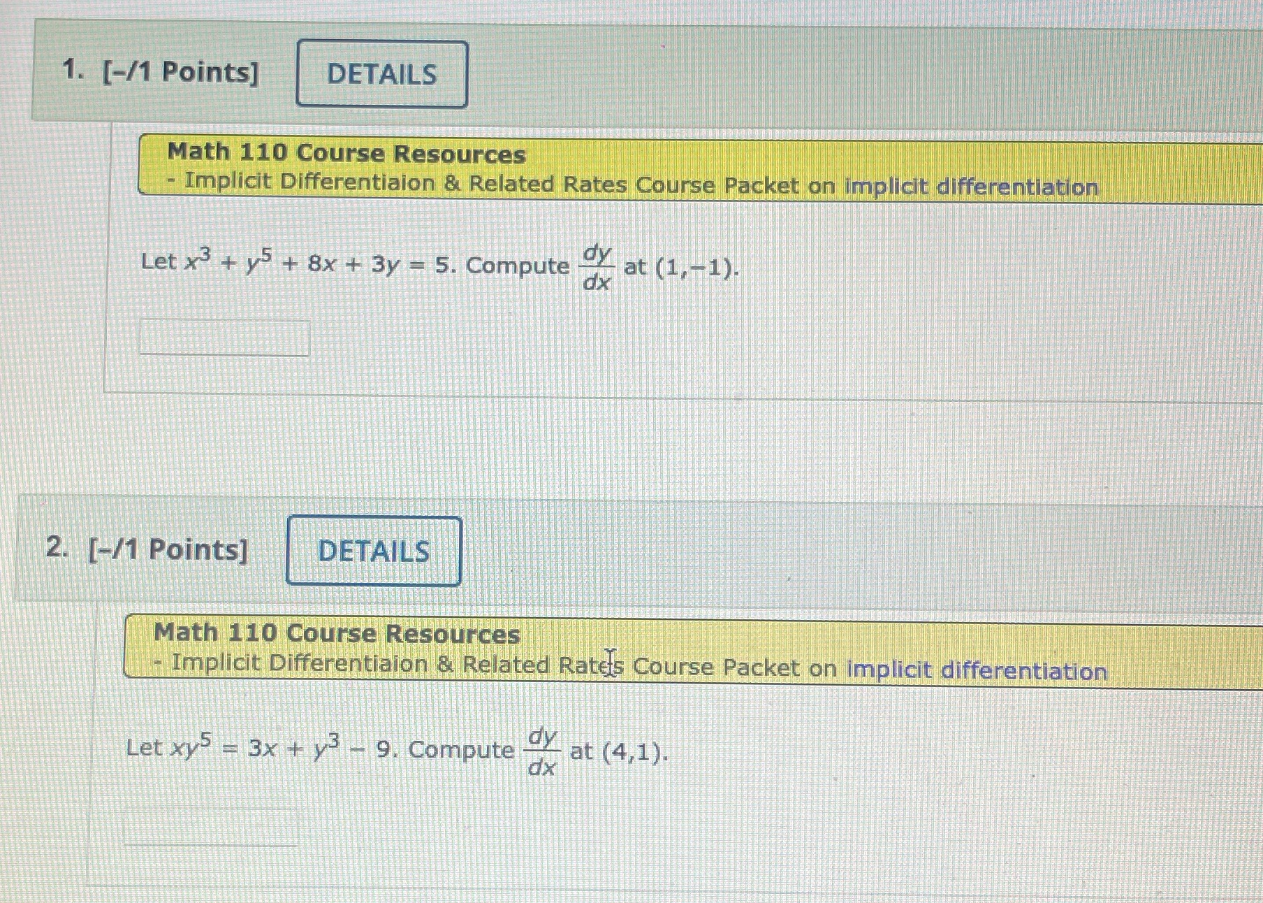 Differentialon & Related Rates Course Packet on implicit differentiation Let X' +