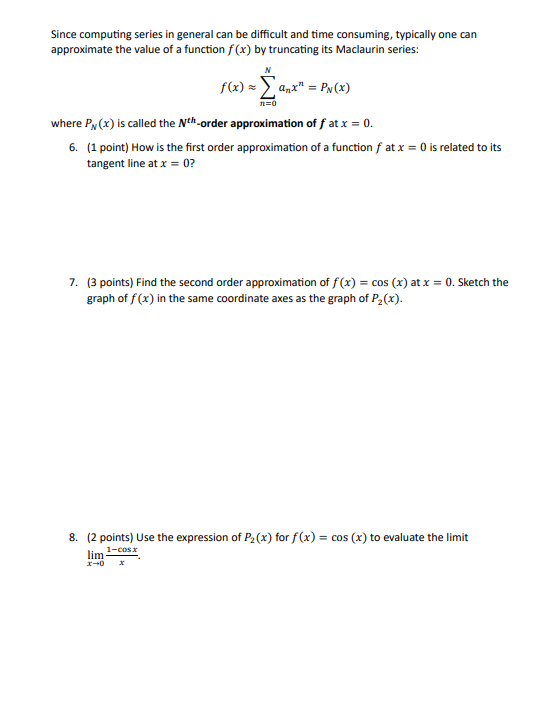 1. (1 point) Find the value of n+1 1=0 A series is