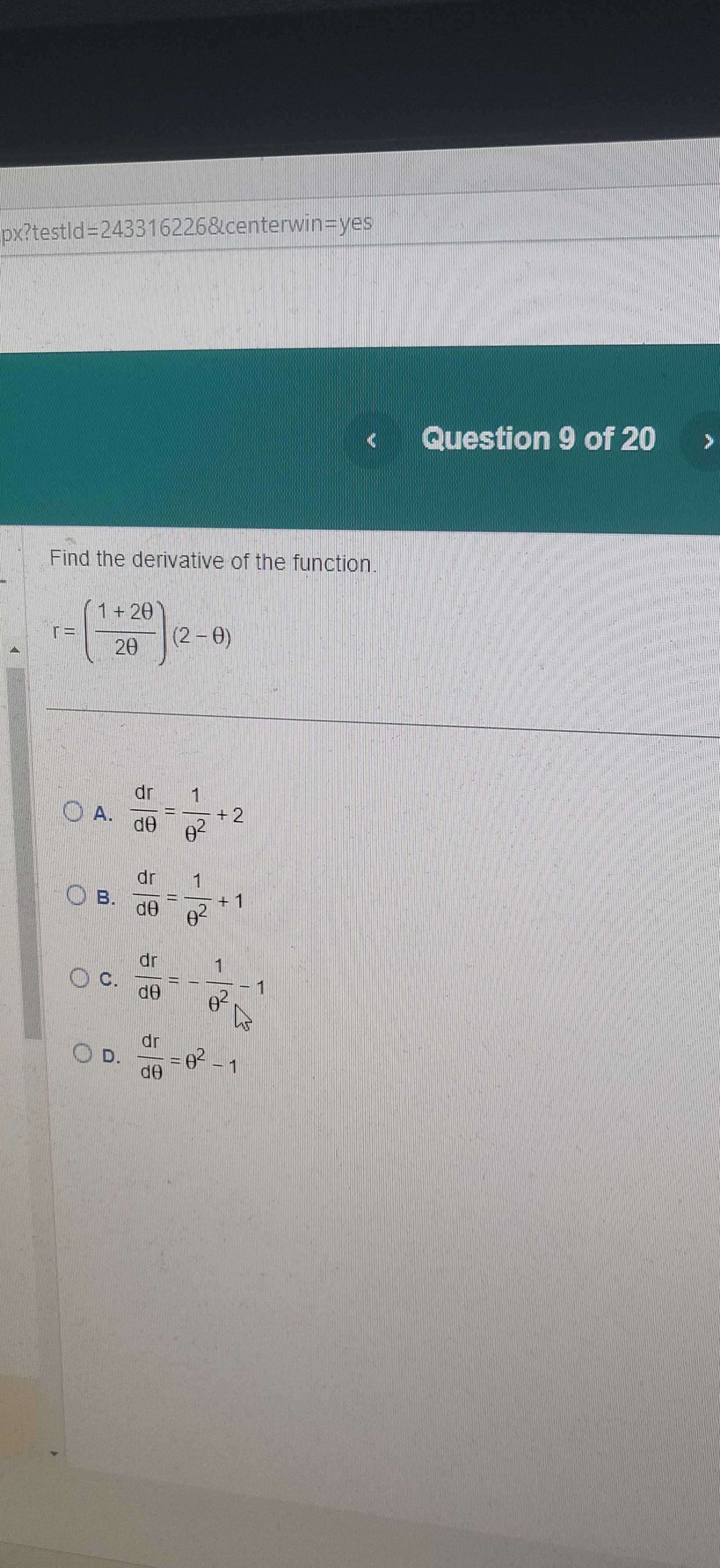 QGestion 9 of 20 Find the d 29, dr dr dr dr