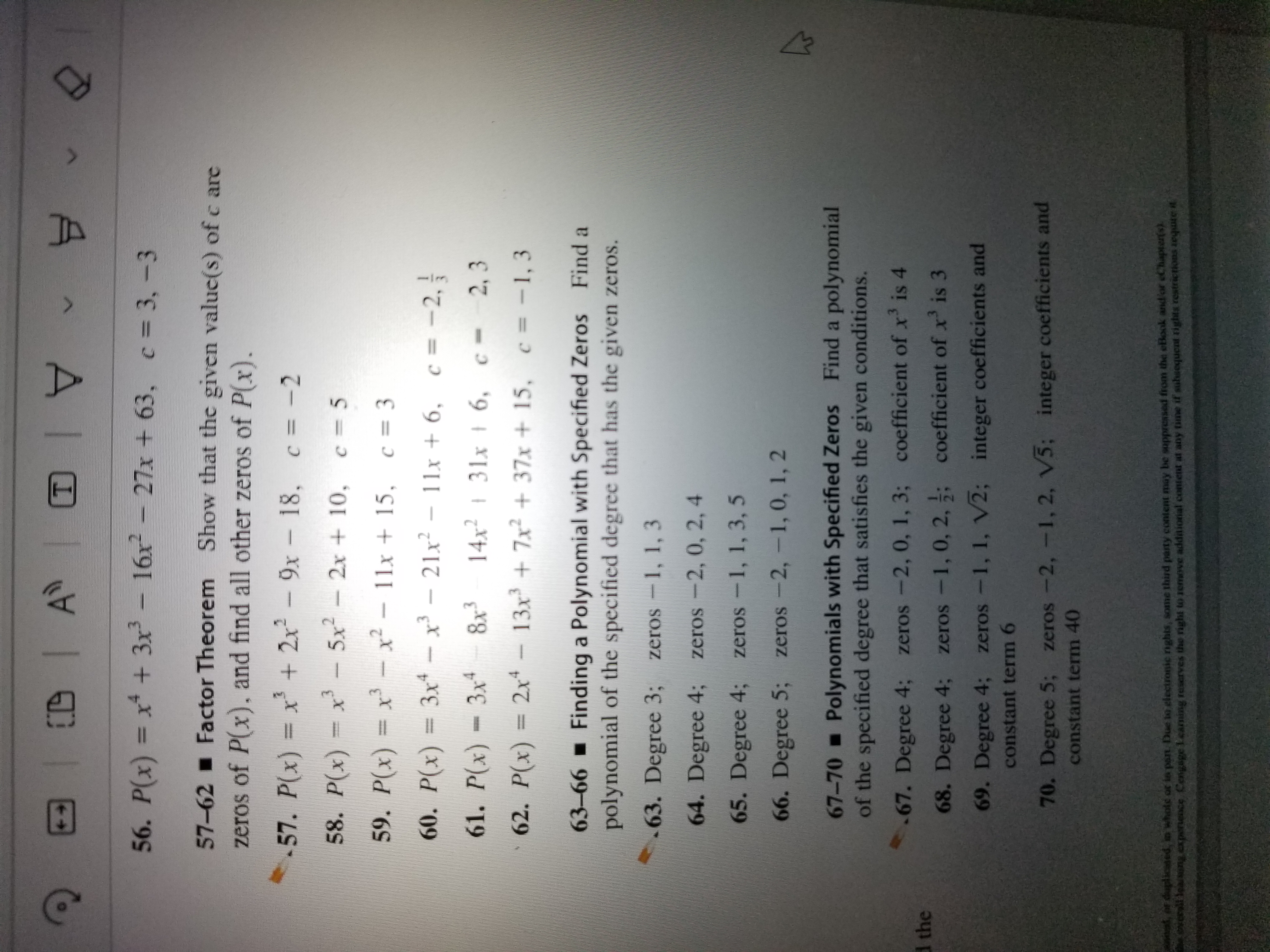  D A | | V 56. P(x) = x4 + 3x3