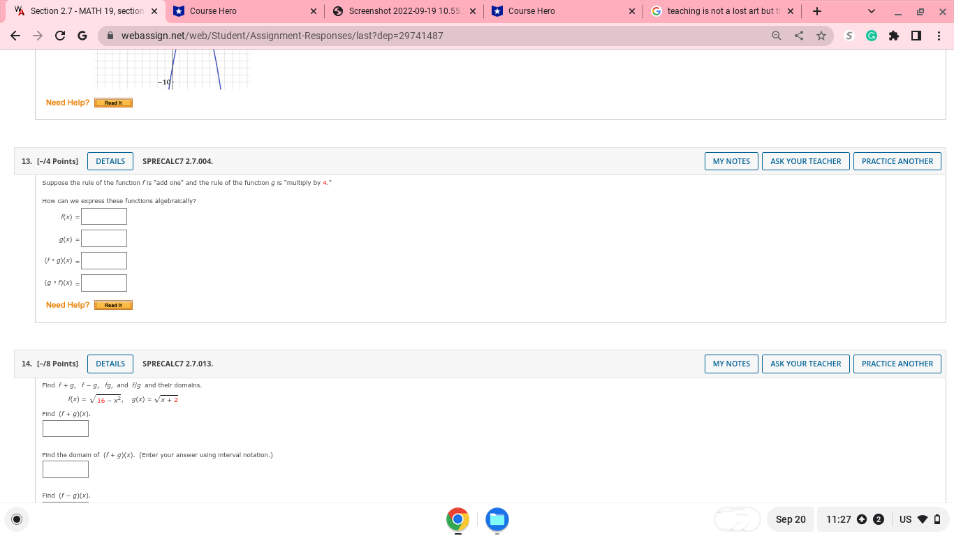 score. 1. [-/4 Points] DETAILS SPRECALC7 2.7.001. MY NOTES ASK YOUR TEACHER