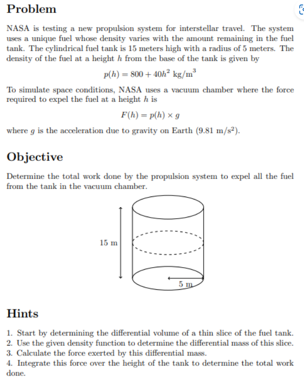  Problem NASA is testing a new propulsion system for interstellar travel.