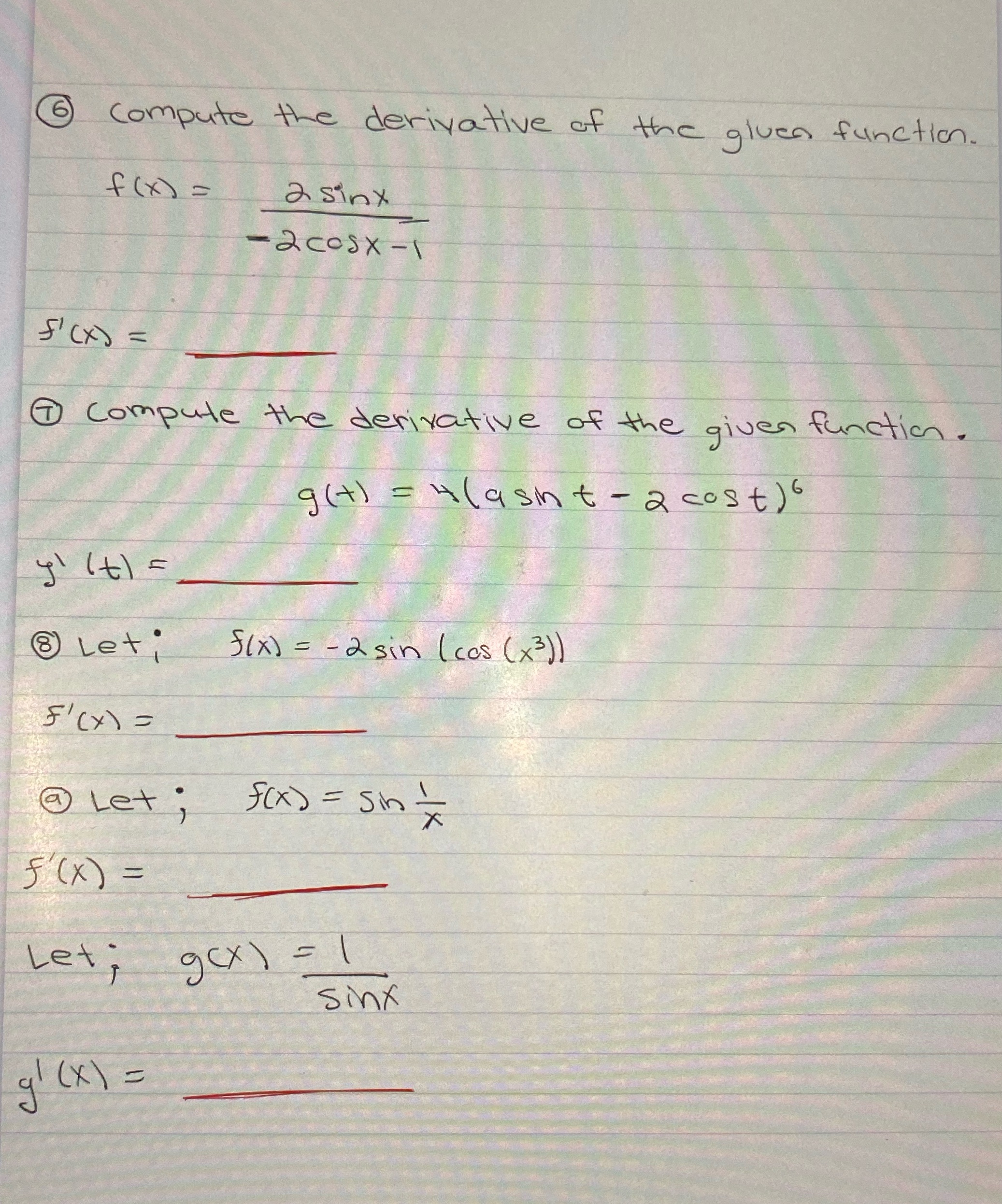 x ) = 2 sinx - 2cosx - 1 f' ( X