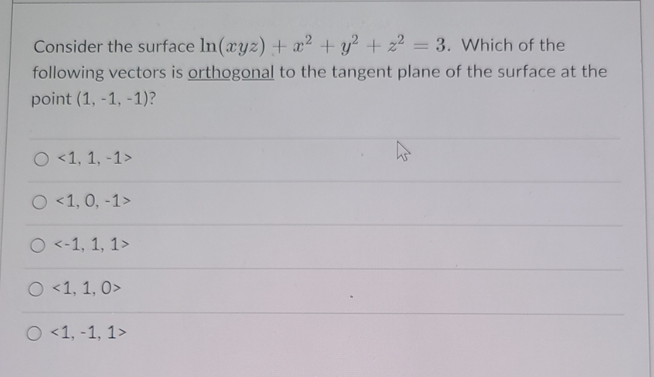 22 = 3. Which of the following vectors is orthogonal to the