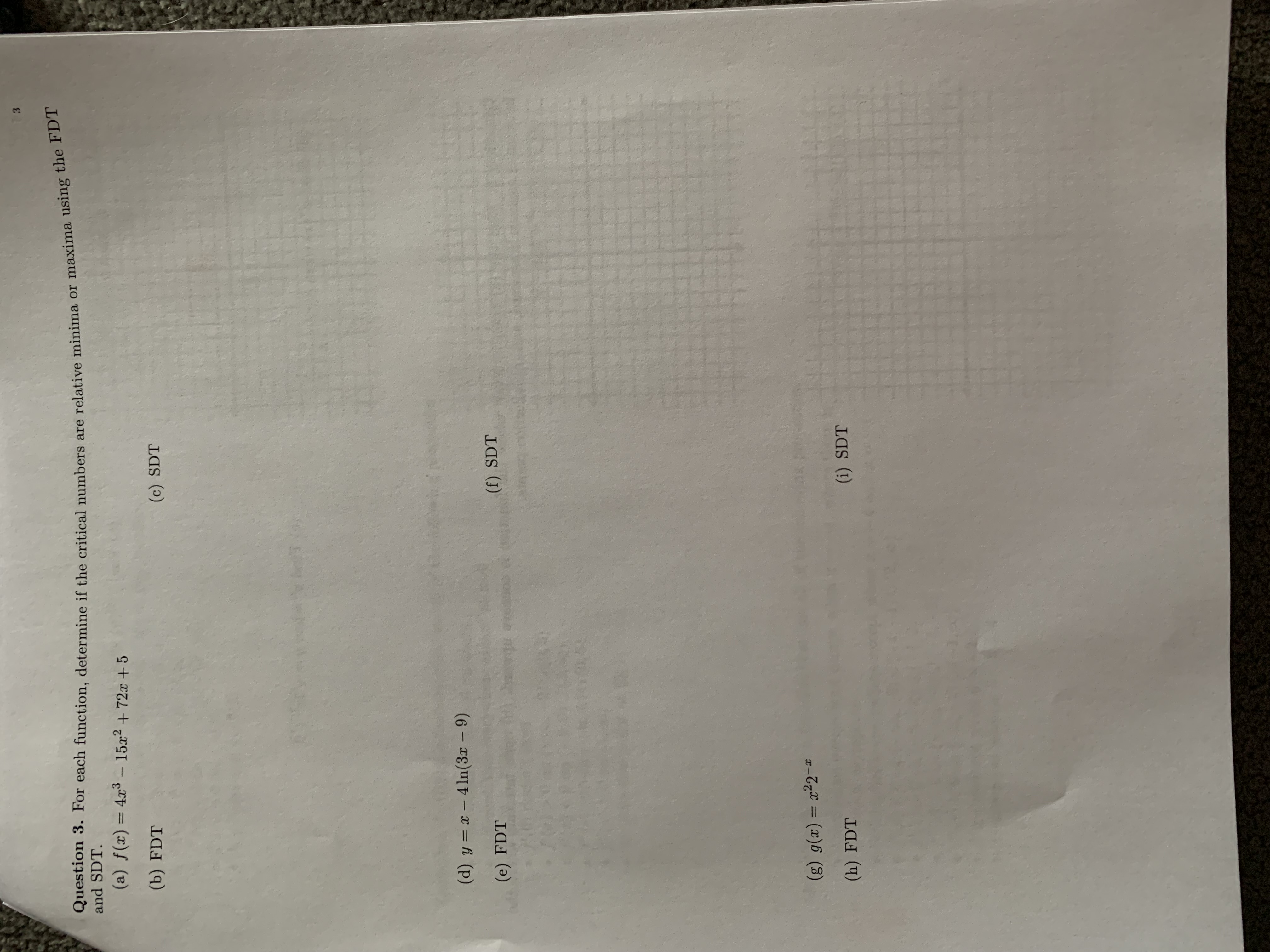 = 4x3 - 15x2 + 72. + 5 (b) FDT (c) SDT