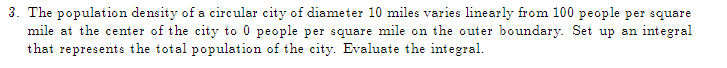 where u3. The population density of a circular city of diameter ll]