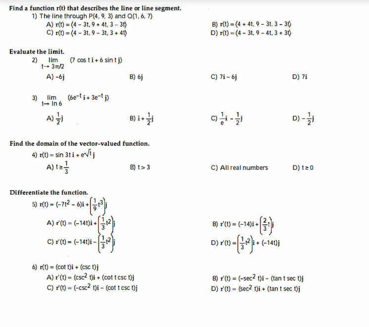  Find a function r(t) that describes the line or line segment.