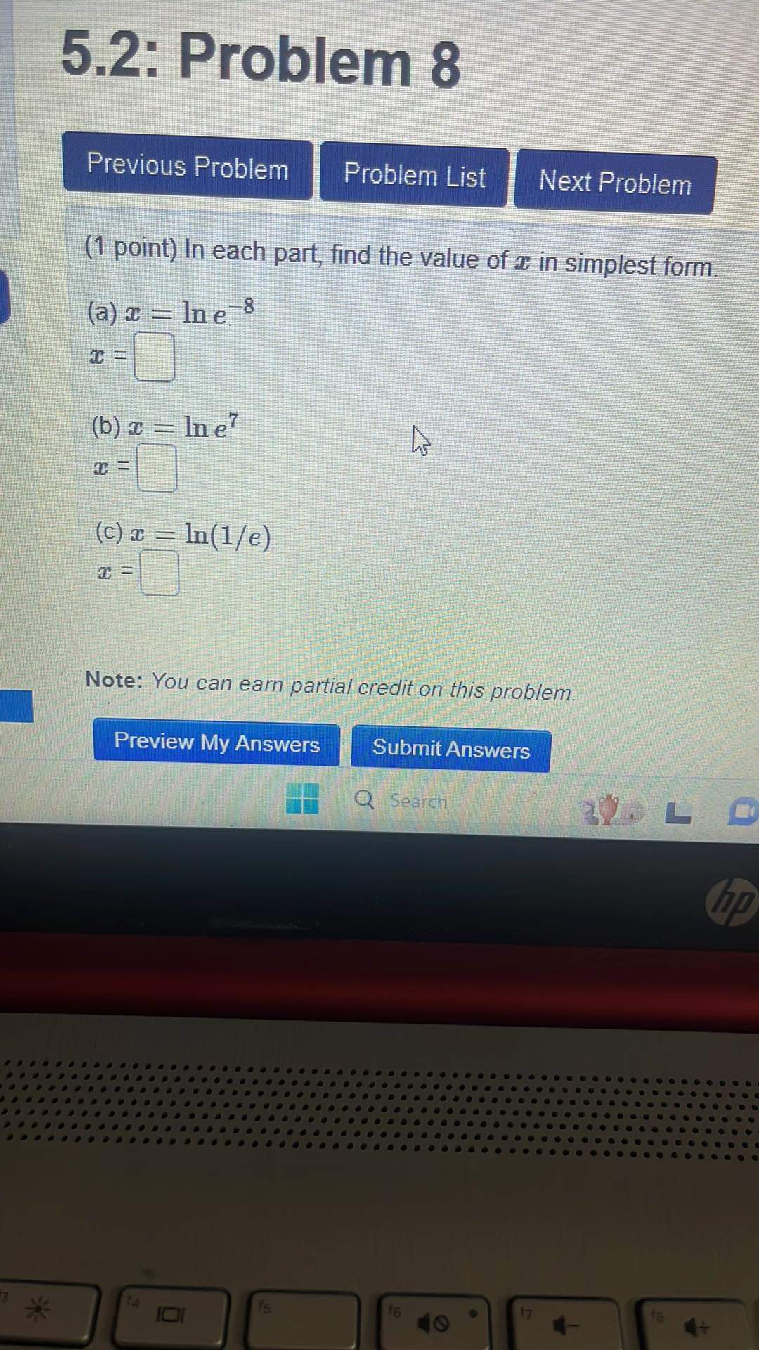  5.2: Problem 8 Previous Problem Problem List Next Problem (1 point)