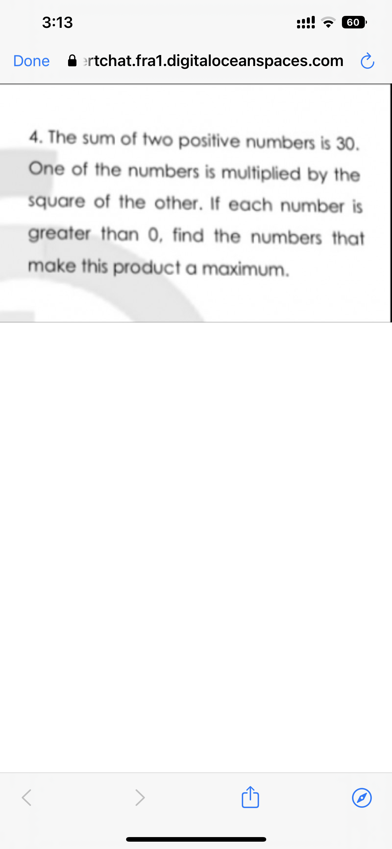  3:13 .. 1 1 .. . . 60 Done Bertchat.fra1.digitaloceanspaces.com C