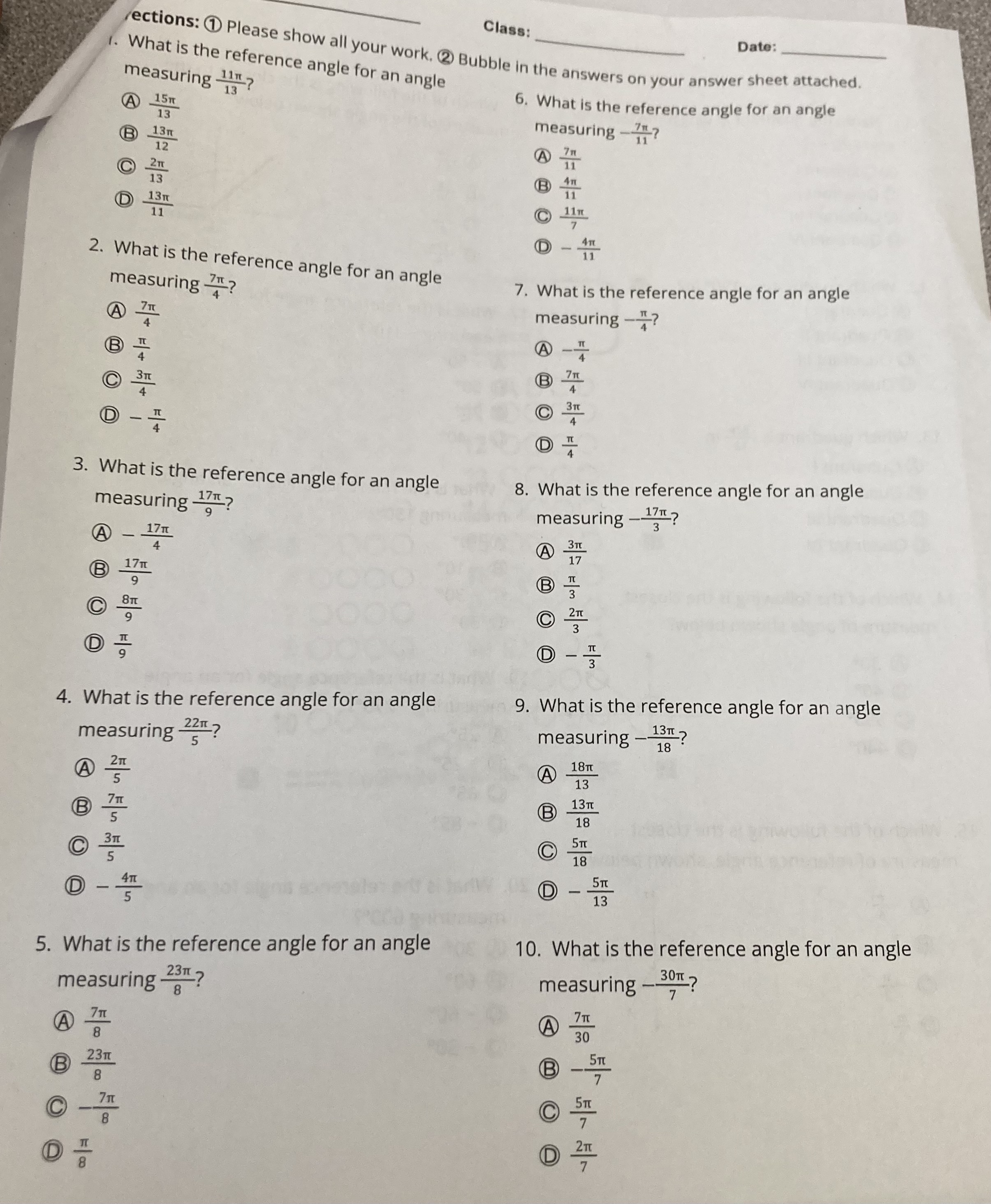is the reference angle for an angle measuring _"? A 15n 6.
