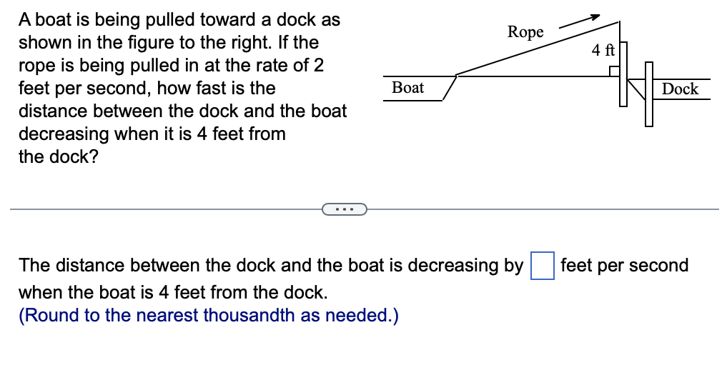 A boat is being pulled toward a dock as shown in