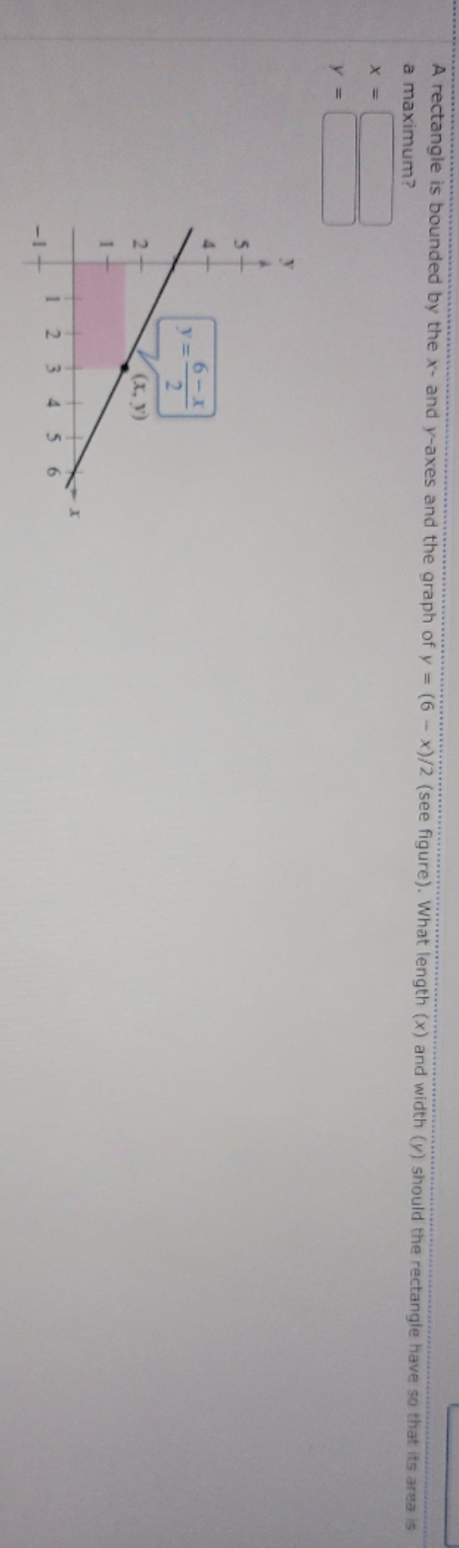and the graph of y = (6 - x)/2 (see figure). What