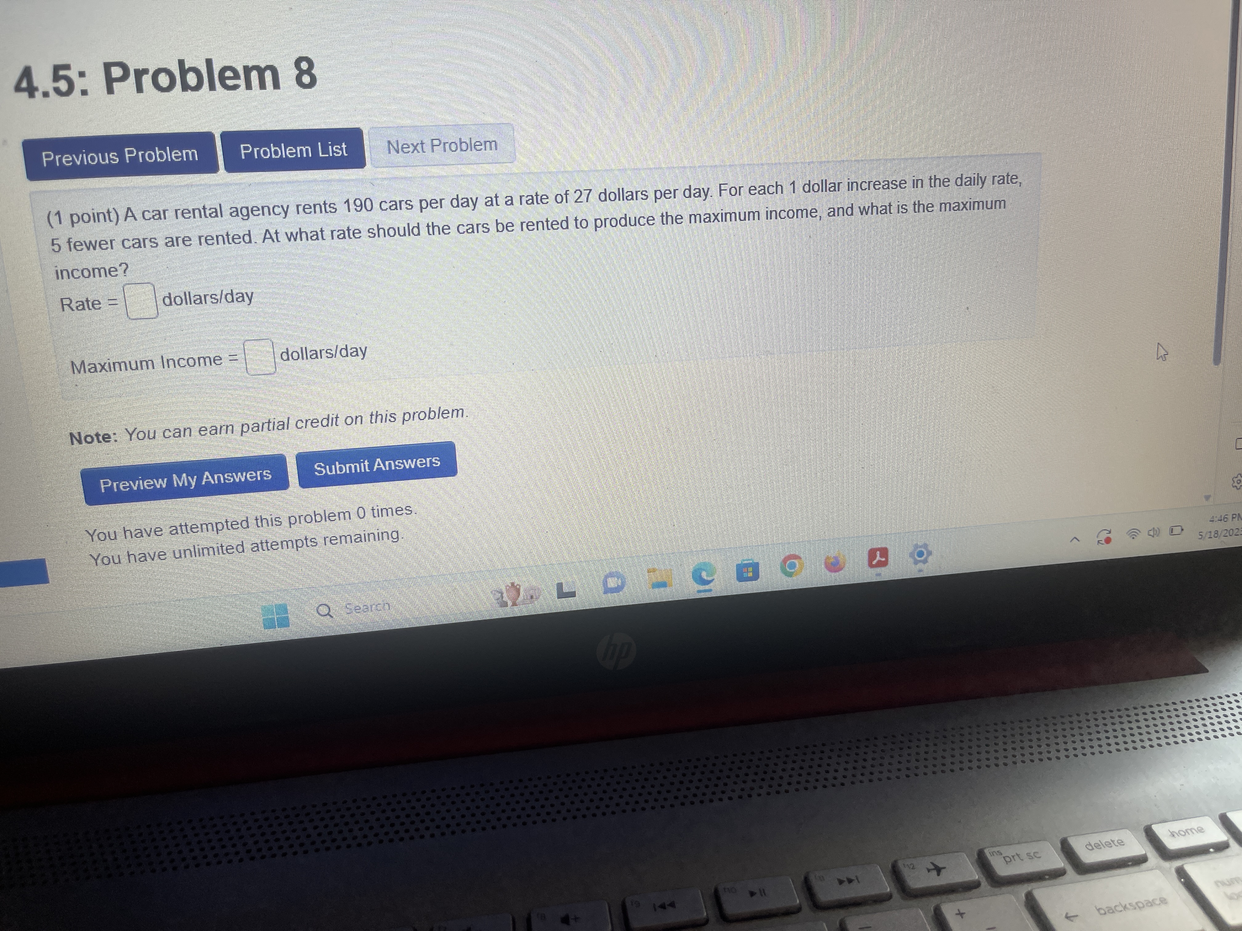 4 (1 point) A container with square base, vertical sides, and open