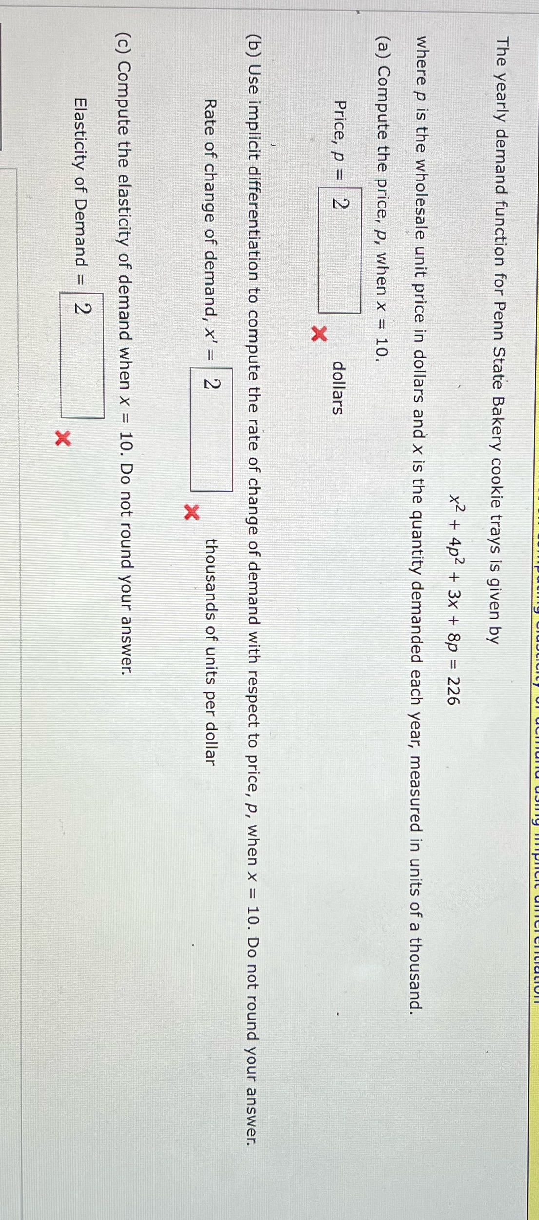 How do you solve this? The yearly demand function for Penn