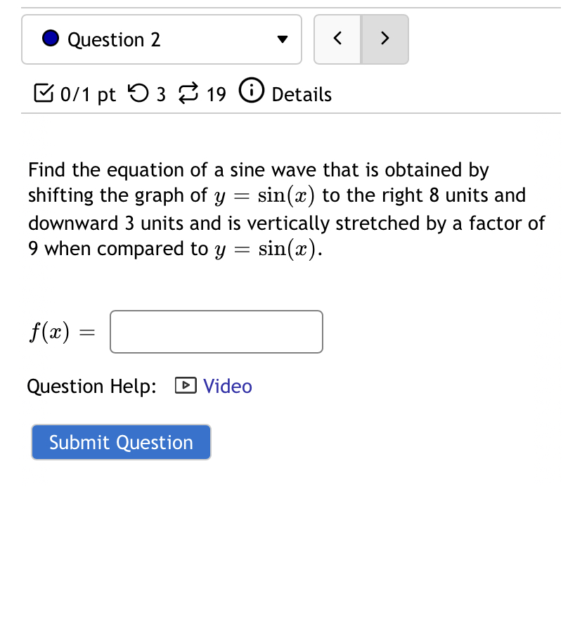 Example Submit Question0 Question 2 v Eon pt '0 3 819 G)