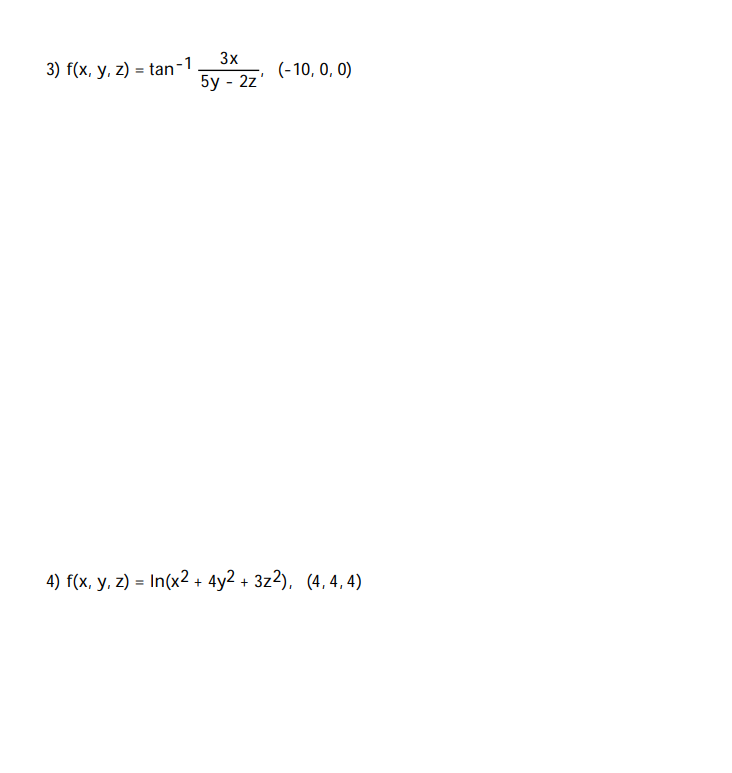 of the function at the given point. (8 Points Each) 1) f(x,