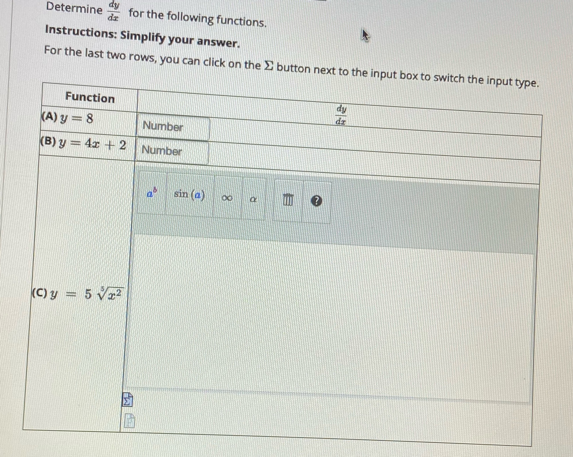 the last two rows, you can click on the _ button next