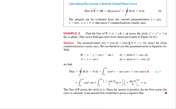 vector field is "flowing out" of the closed loop. Imagine the velocity