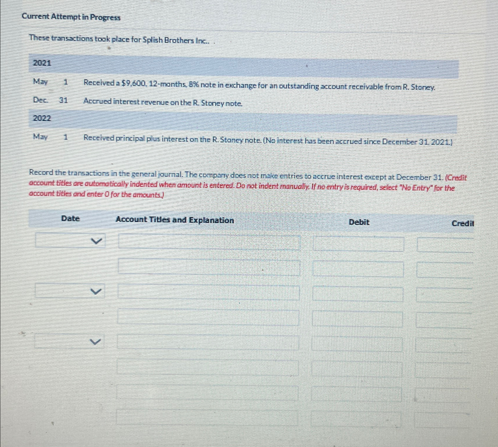 Inc.. 2021 May 1 Recelved a $9,600,12 months, A note in exhange