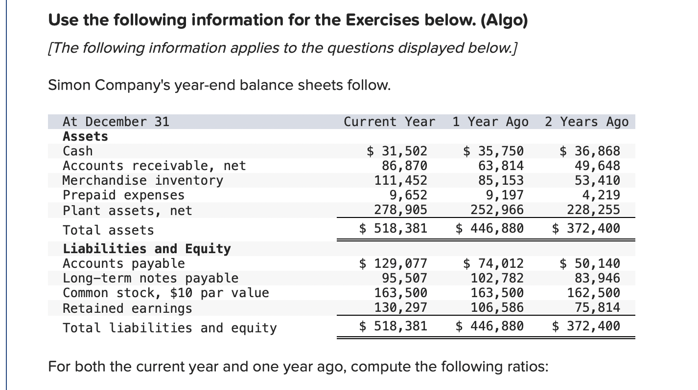  Exercise 13-11(Algo) Analyzing profitability LO P3 The company's income statements for