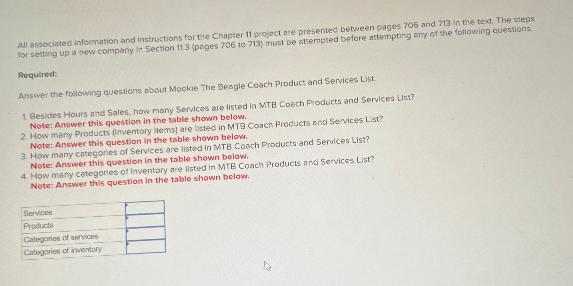  All associated information and instructions for the Chapter 11 project are
