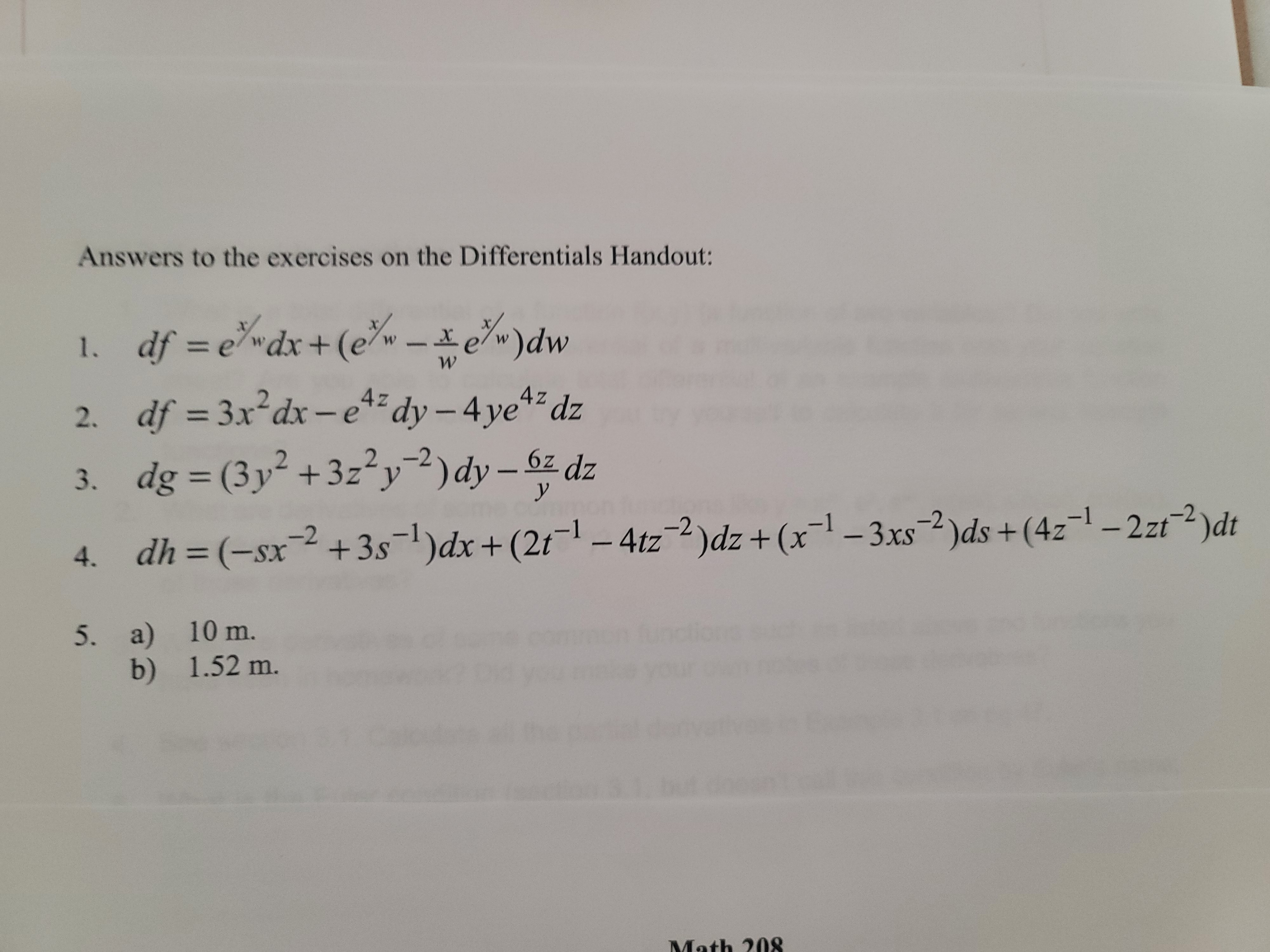 on total differentials In exercises 1-4 below, find the total differential of