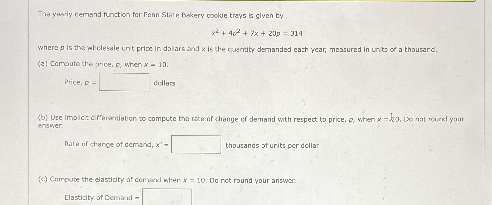 given by x2 + 4p2+ 7x + 20p = 314 where p