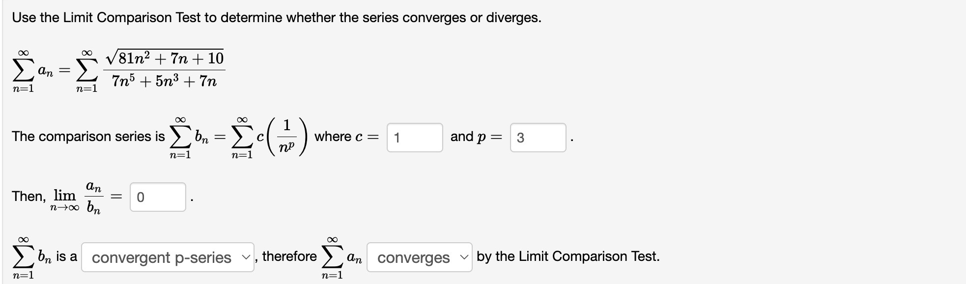 Use the Limit Comparison Test to determine whether the series converges