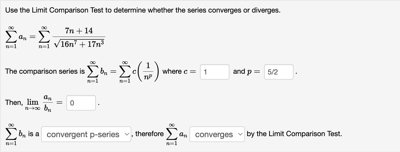 5n3 + 7n The comparison series is > bn C where c