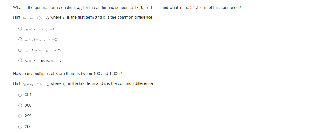 12th term of the arithmetic sequence? Hint: on = a + d(n
