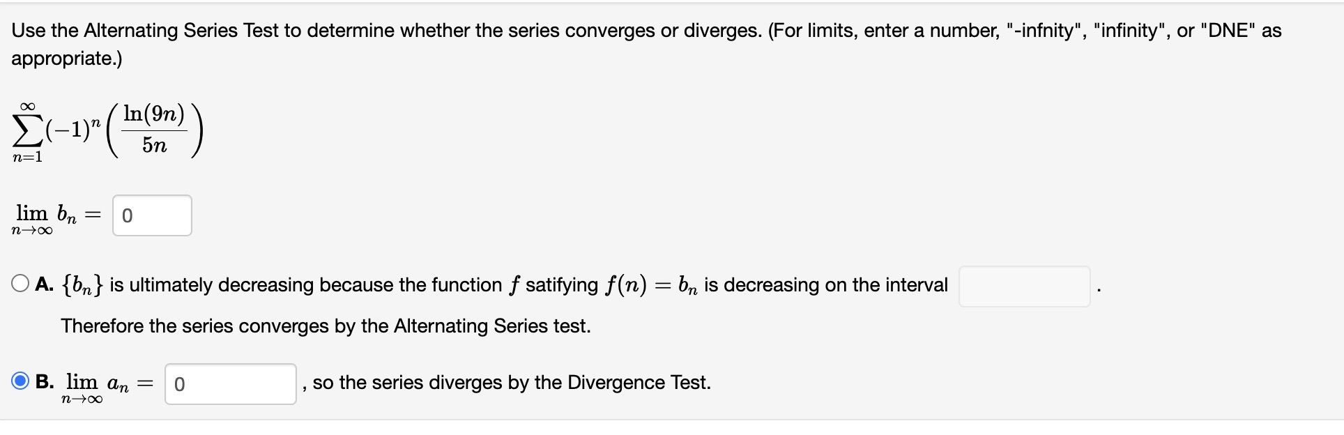 the Limit Comparison Test. n= 1 n= 1Use the Limit Comparison Test