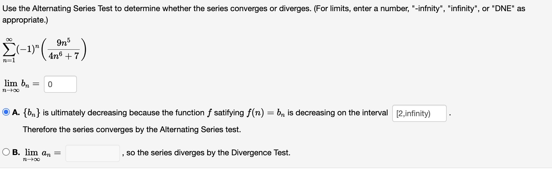 to determine whether the series converges or diverges. f: :0: 7112 +