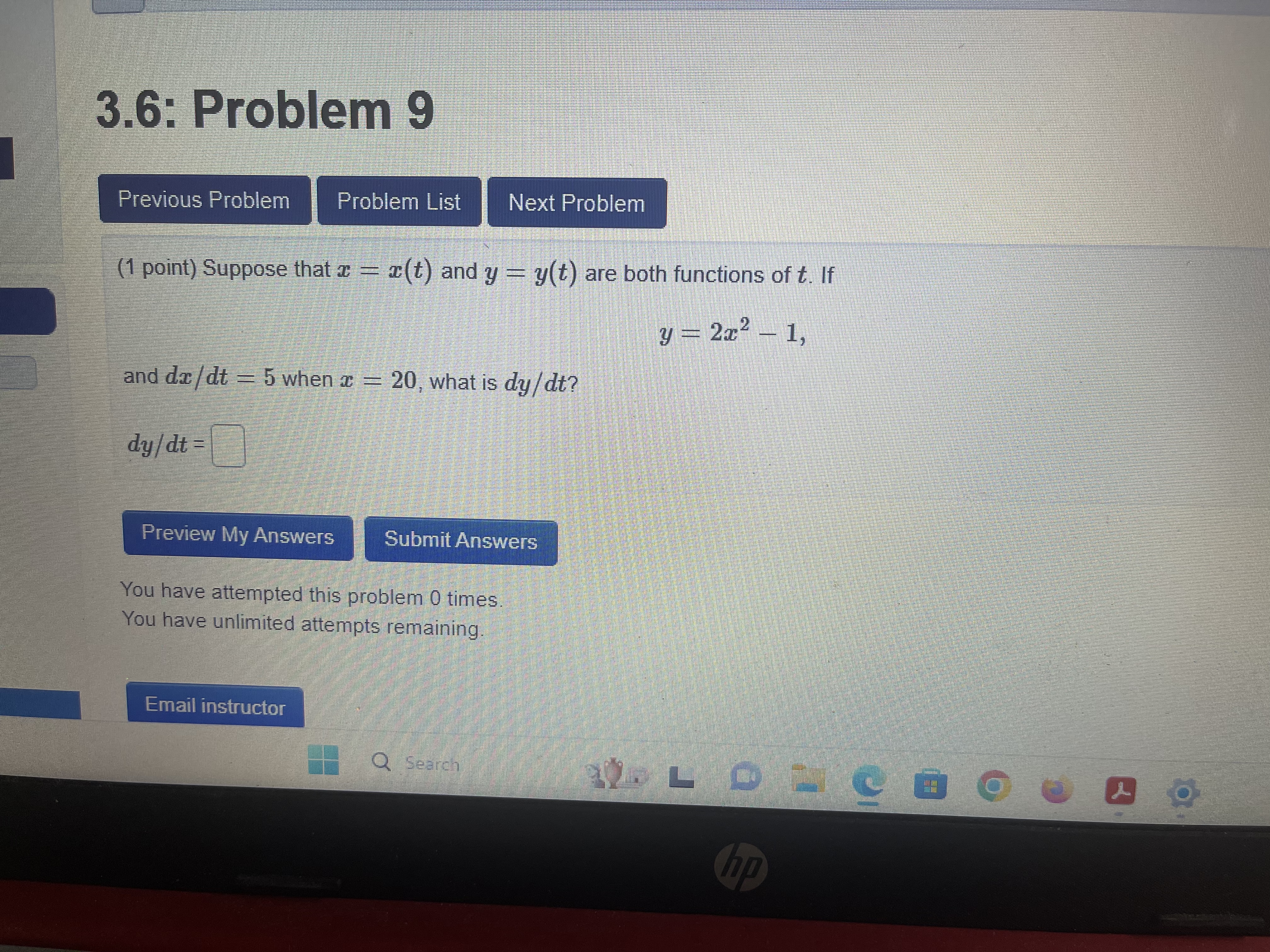  3.6: Problem 9 Previous Problem Problem List Next Problem (1 point)