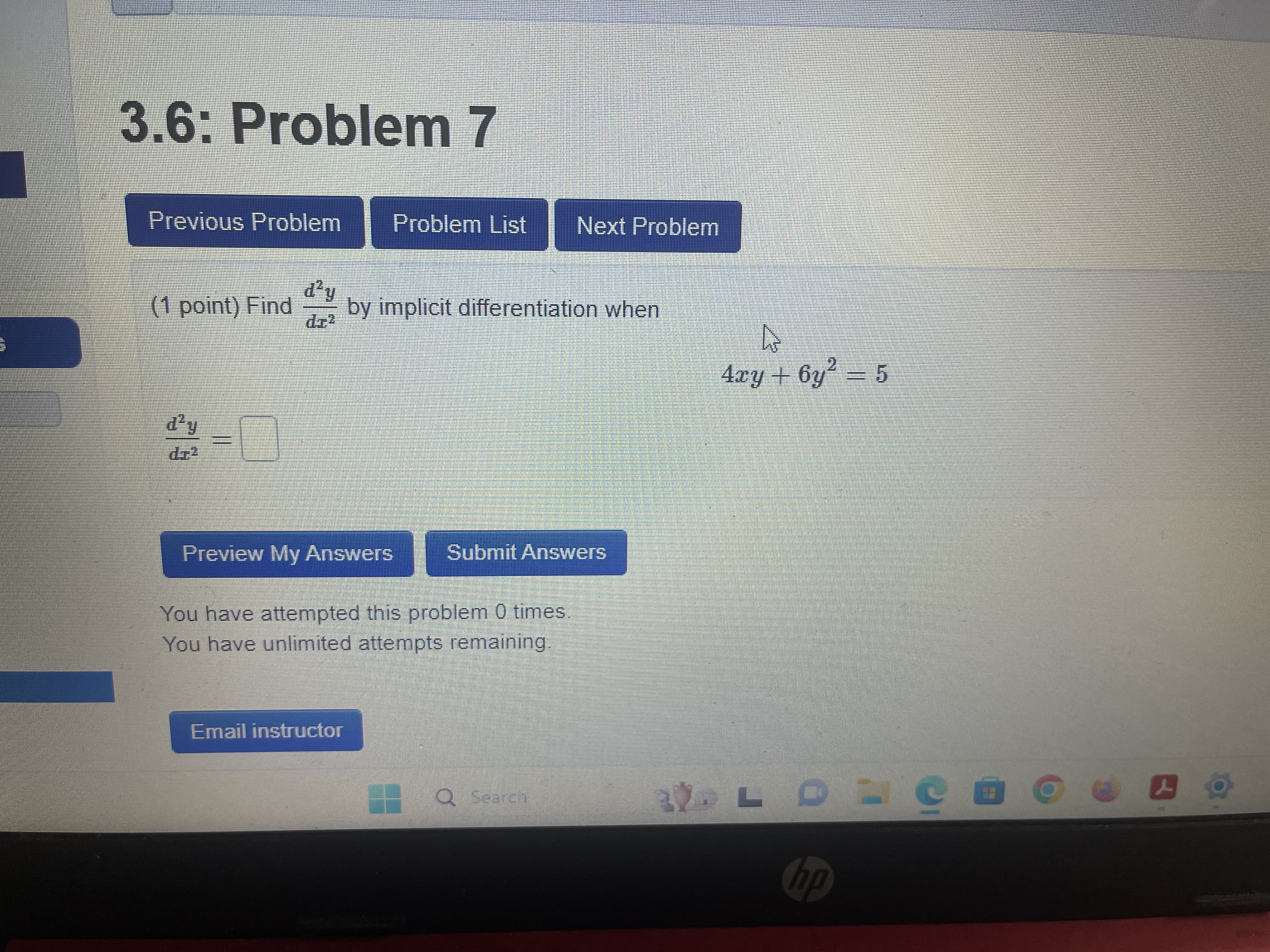 - by implicit differentiation when 4xy + 6y- 5 Preview My Answers
