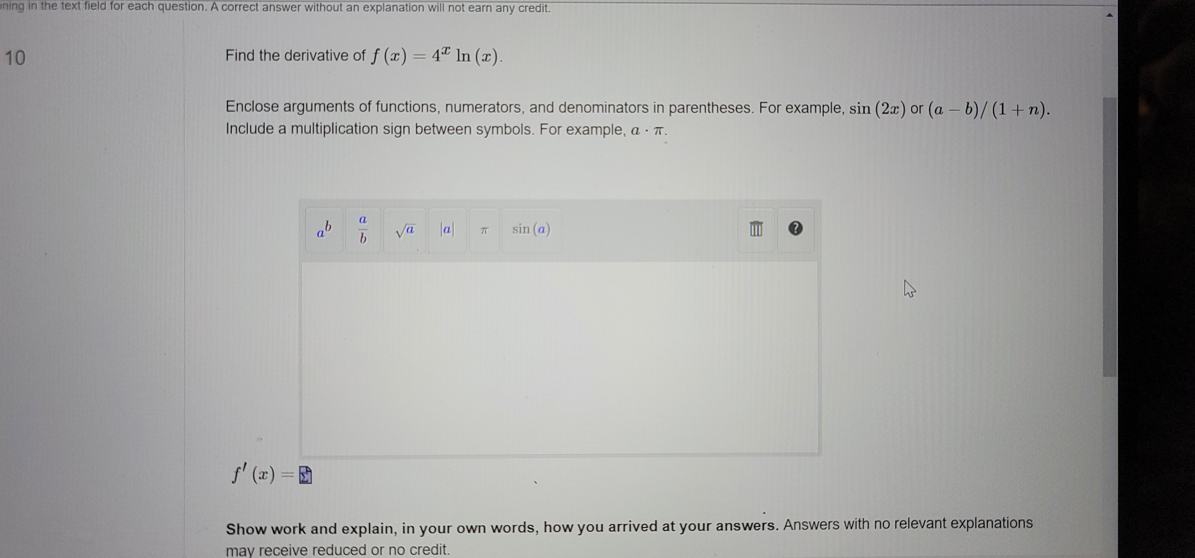 ning in the text field for each question. A correct answer