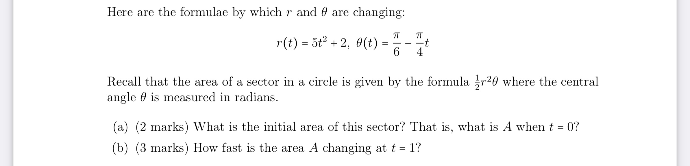 Here are the formulae by which 7\" and 0 are changing: