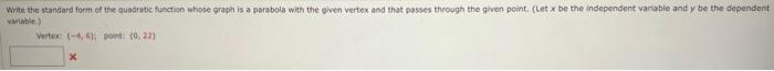 a parabola with the given vertex and that passes through the given