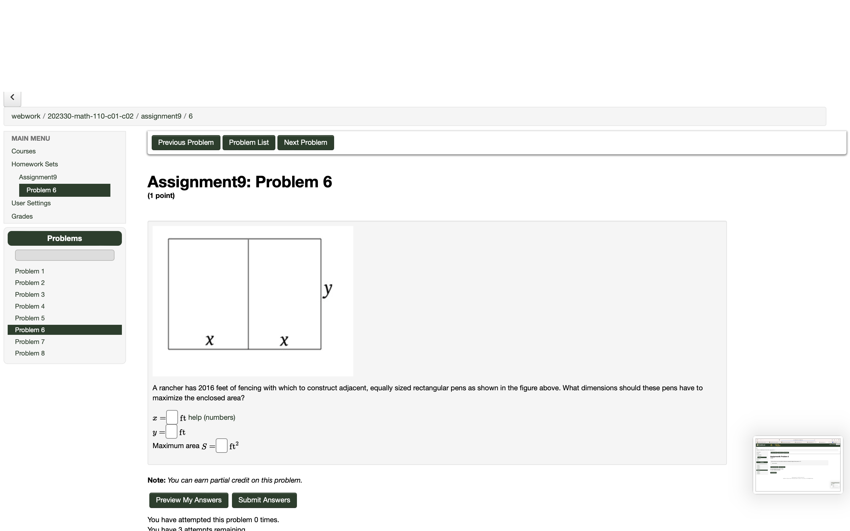 Problem List Next Problem Courses Homework Sets Assignment9 Assignment9: Problem 5 Problem