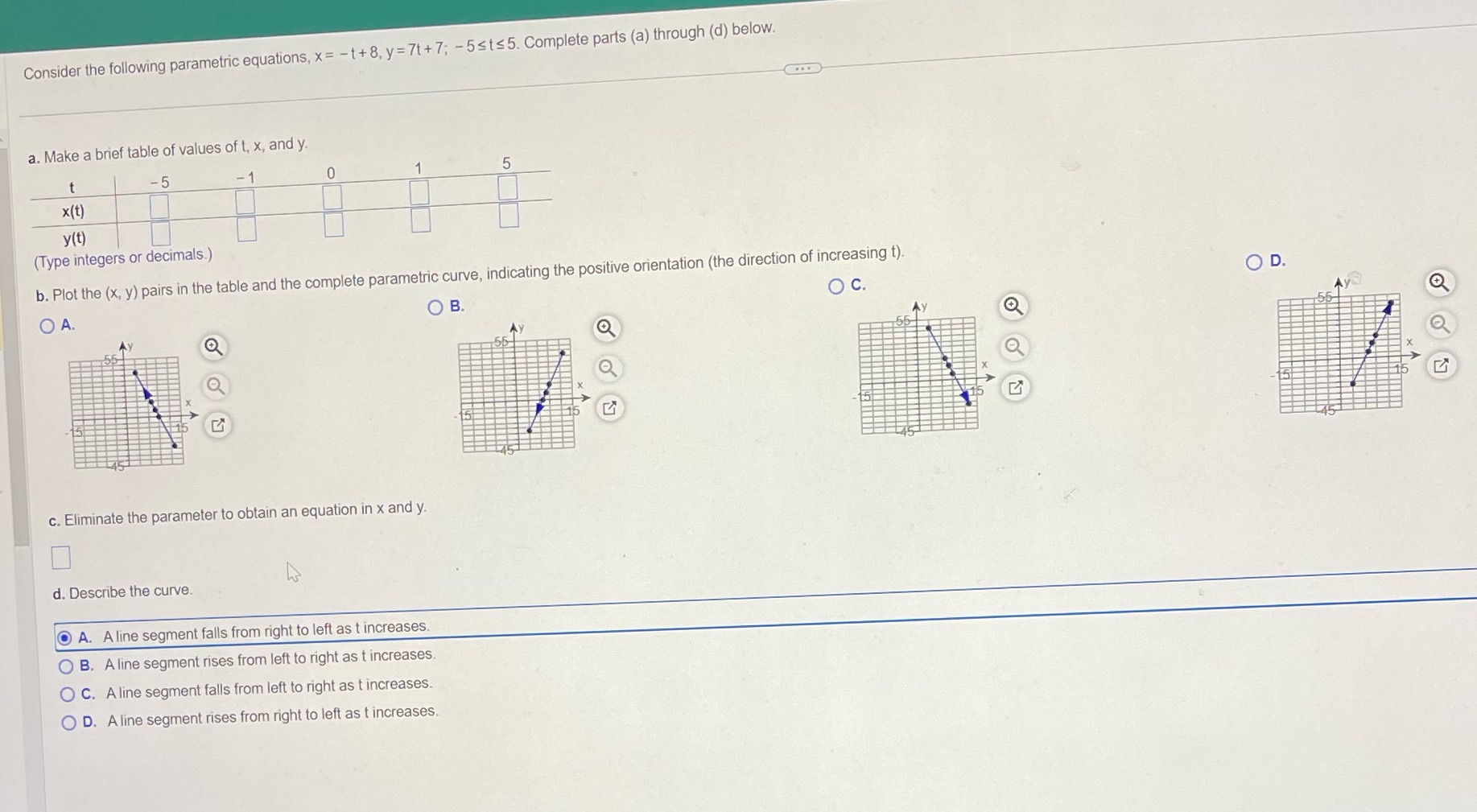 -5sts5. Complete parts (a) through (d) below. a. Make a brief table